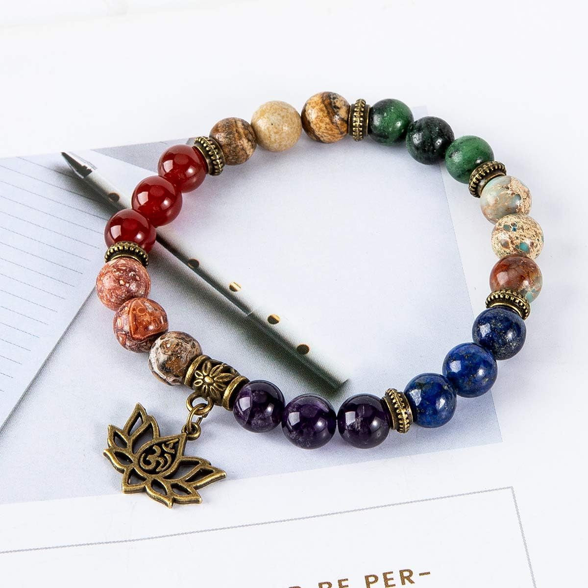 Bivei Chakra Bead Bracelets for Women - 8Mm 7 Chakra Bracelet with Real Stones Yoga Gemstone Jewelry 3 Pack