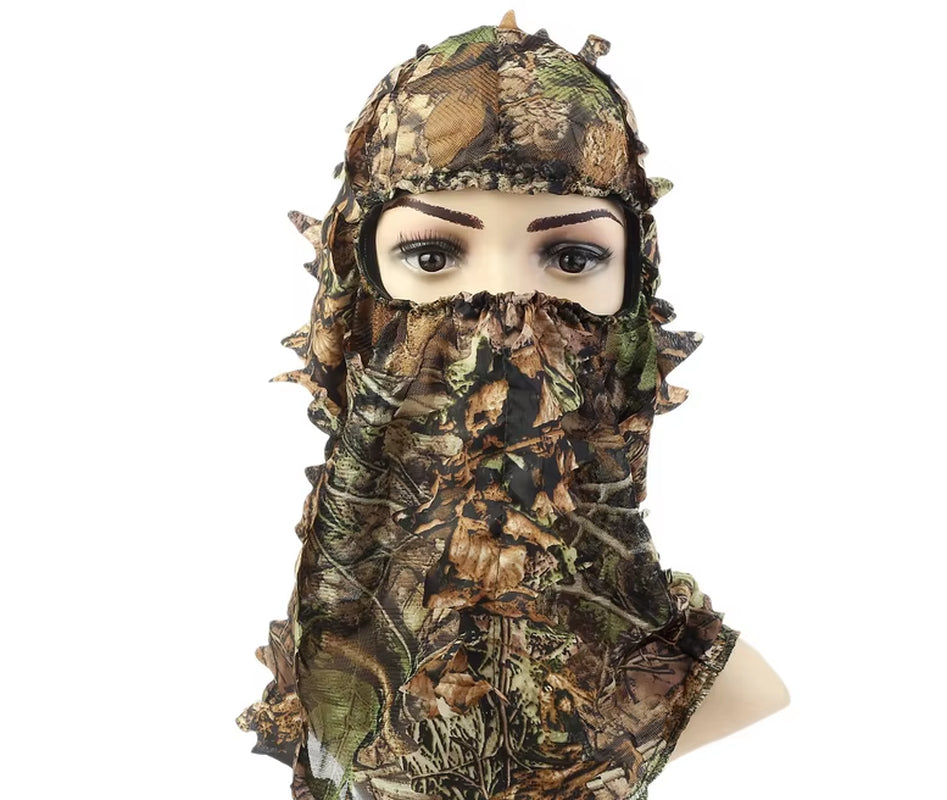 New Ghillie Suit Ghillie Camouflage Leafy Hat 3D Full Face Mask Headwear Turkey Camo Hunter Hunting Accessories