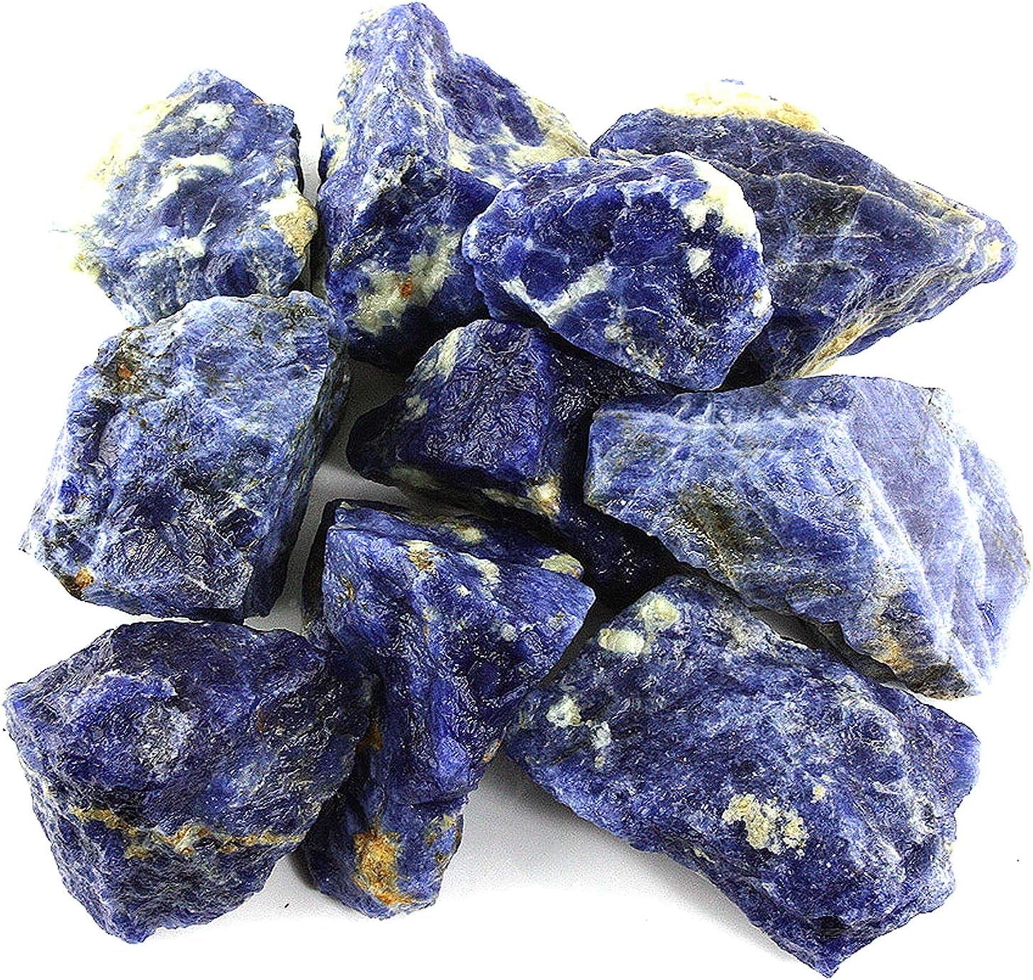 Crystal Allies 1 Pound Bulk Rough Blue Sodalite Reiki Crystal Healing Stones Large 1"