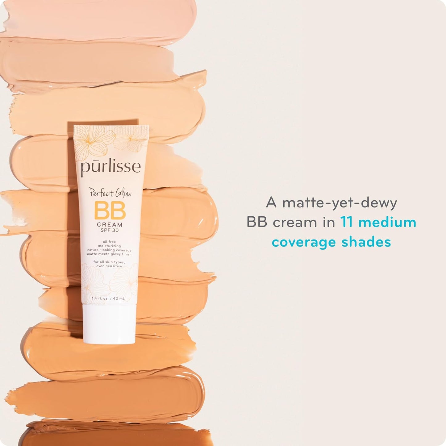 Perfect Glow BB Cream with SPF 30 - Matte Meets Dewy Finish - Enriched with Goji & Hawthorn Berry to Help Improve Skin Texture & Radiance - Fair (1.4 Oz)
