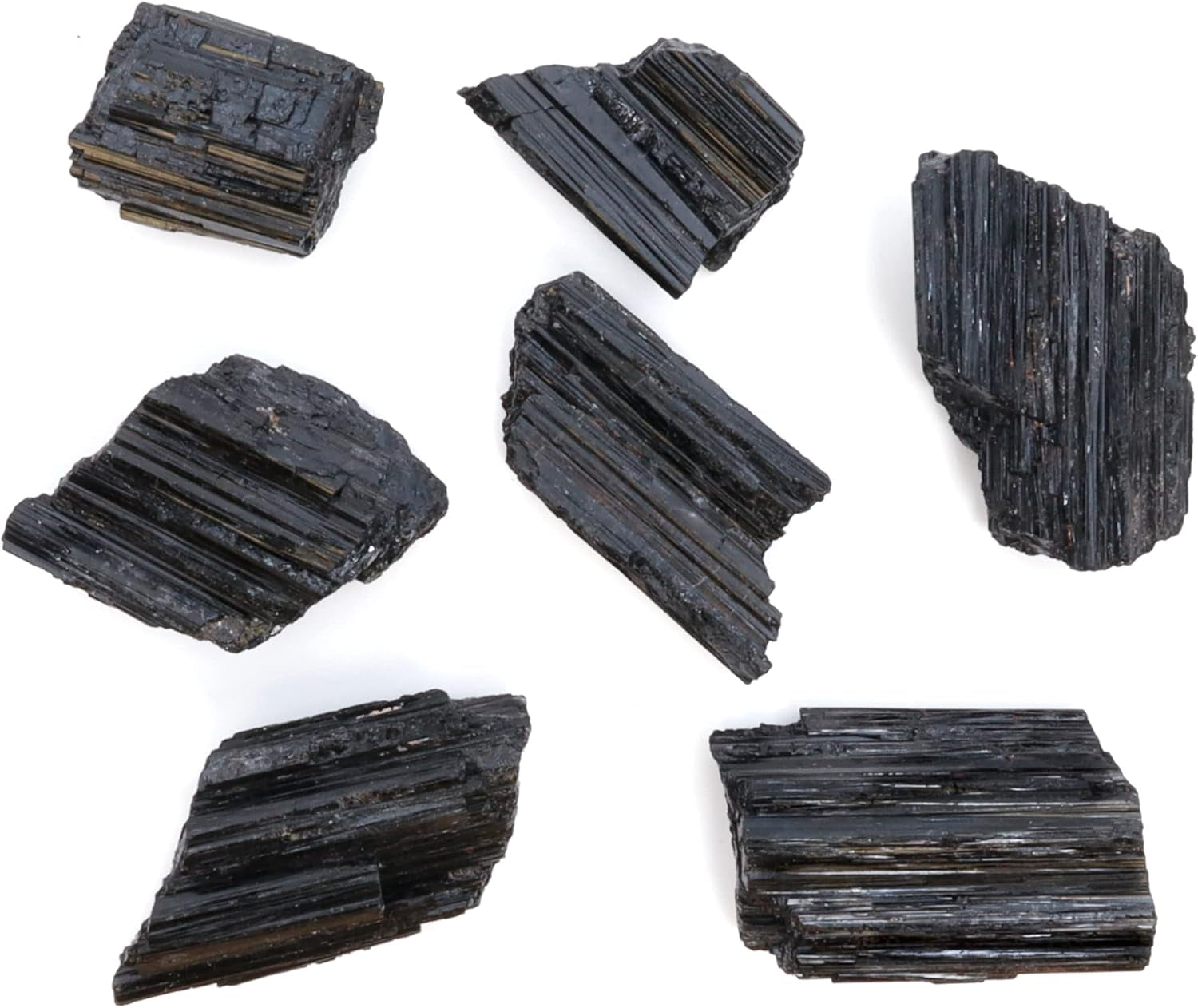 DANCING BEAR Black Tourmaline Crystals Bulk (1/2 LB Large Pieces) with Information Card, Rough Raw Natural Stones for Good Vibes, Reiki Energy, Made in USA