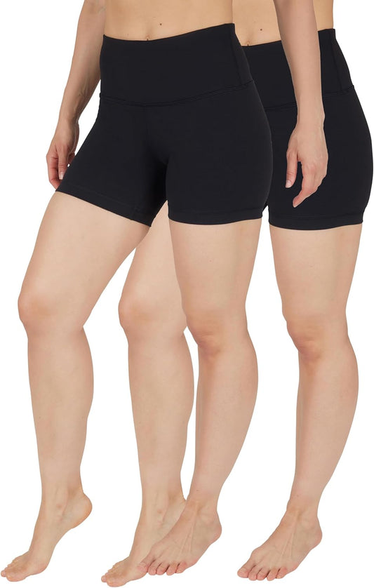 Womens High Waisted Biker Shorts Ribbed Workout Yoga Running Tummy Control Spandex Short
