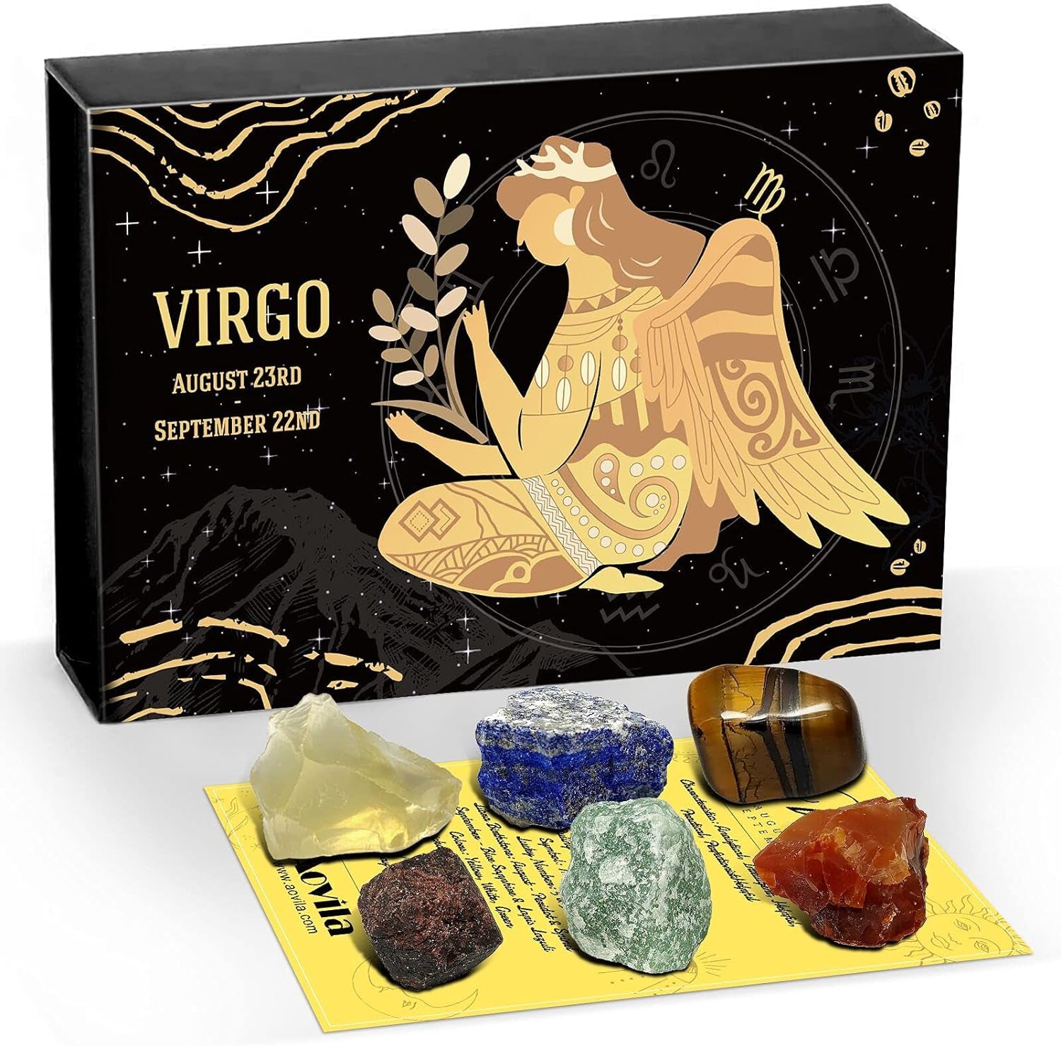 Leo Crystals Gift Set, Zodiac Signs Healing Crystals Birthstones with Horoscope Box Set Leo Astrology Crystals Healing Stones Gifts