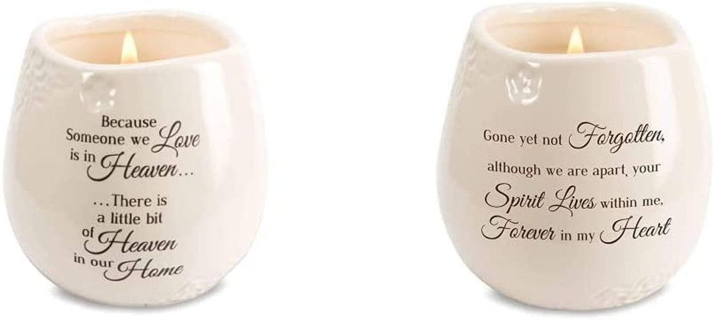 Pavilion Gift Company Ceramic Soy Candle Bundle - in Memory and Forever in My Heart Designs (2 Items)