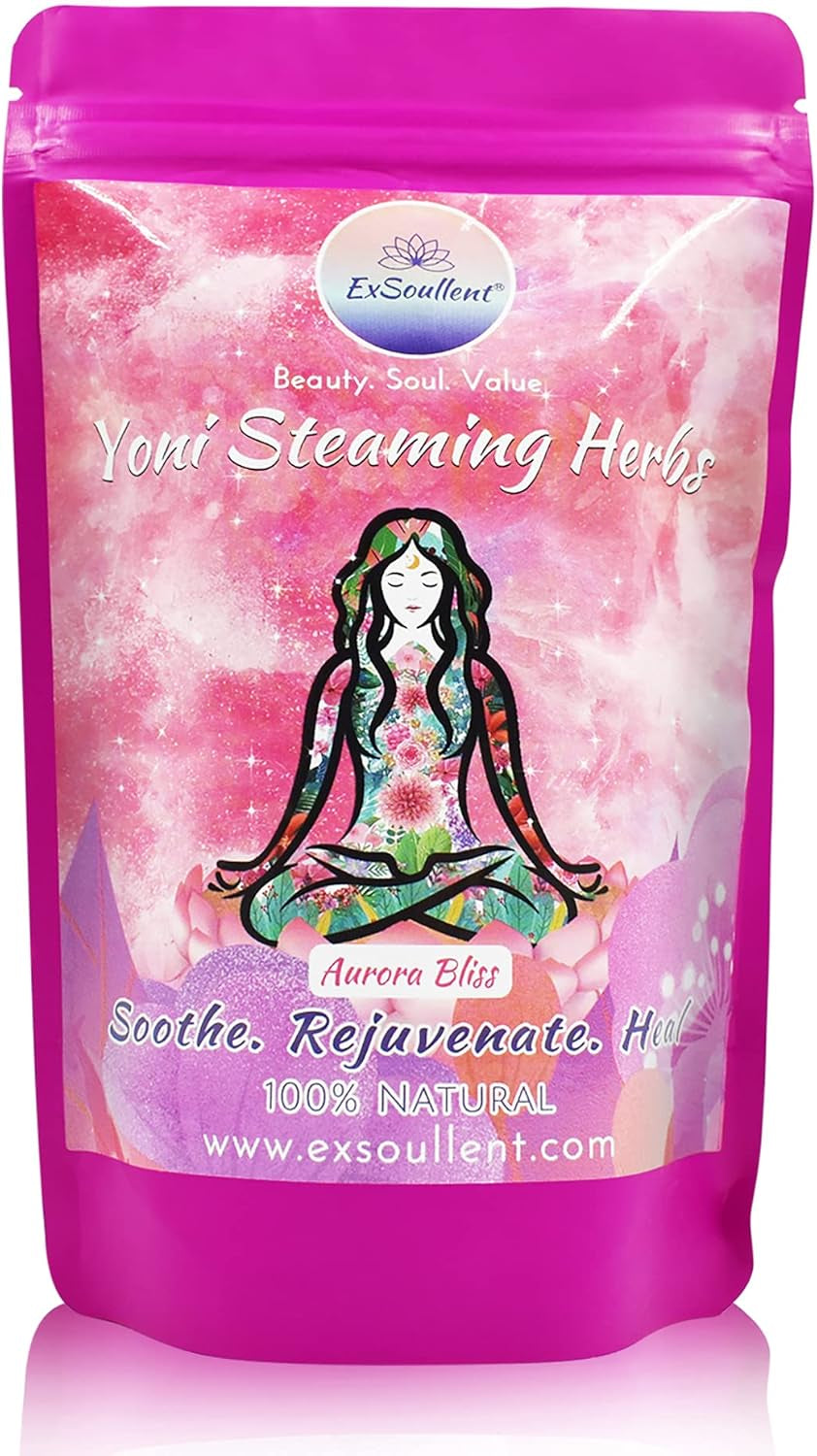 Yoni Steaming Herbs Kit, 100% Natural and Herbal Vaginal Steam for Feminine Self-Care at Home, Includes Reusable Filter Bag, Aurora Bliss Blend, 4 Ounces