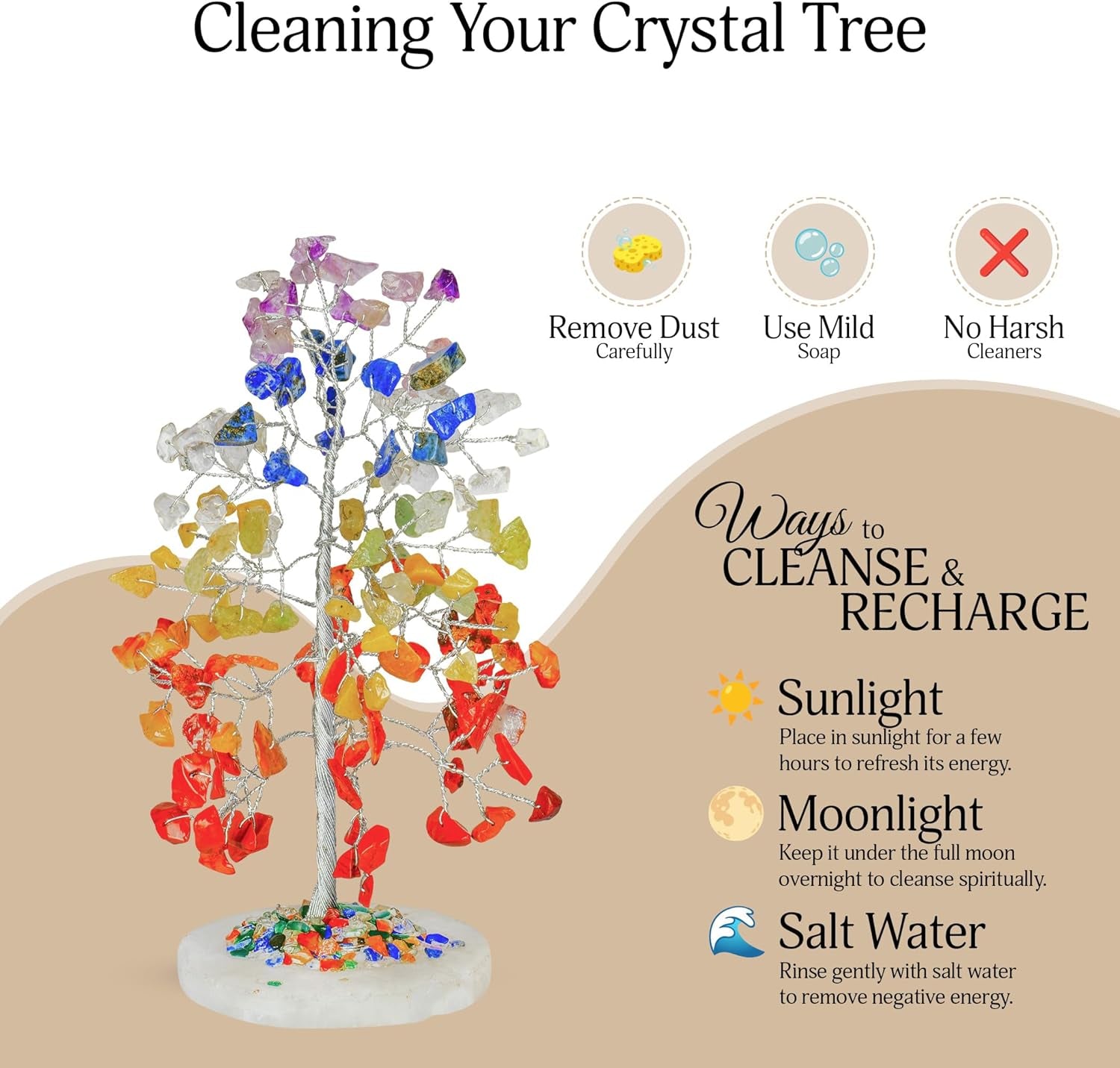 YATSKIA Chakra Crystal Tree - Handmade Healing Crystal Trees with 7 Chakra Stones | Tree of Life for Meditation | Feng Shui | Birthday Gift for Woman | Gifts for Women | Home Decor | Office Decor
