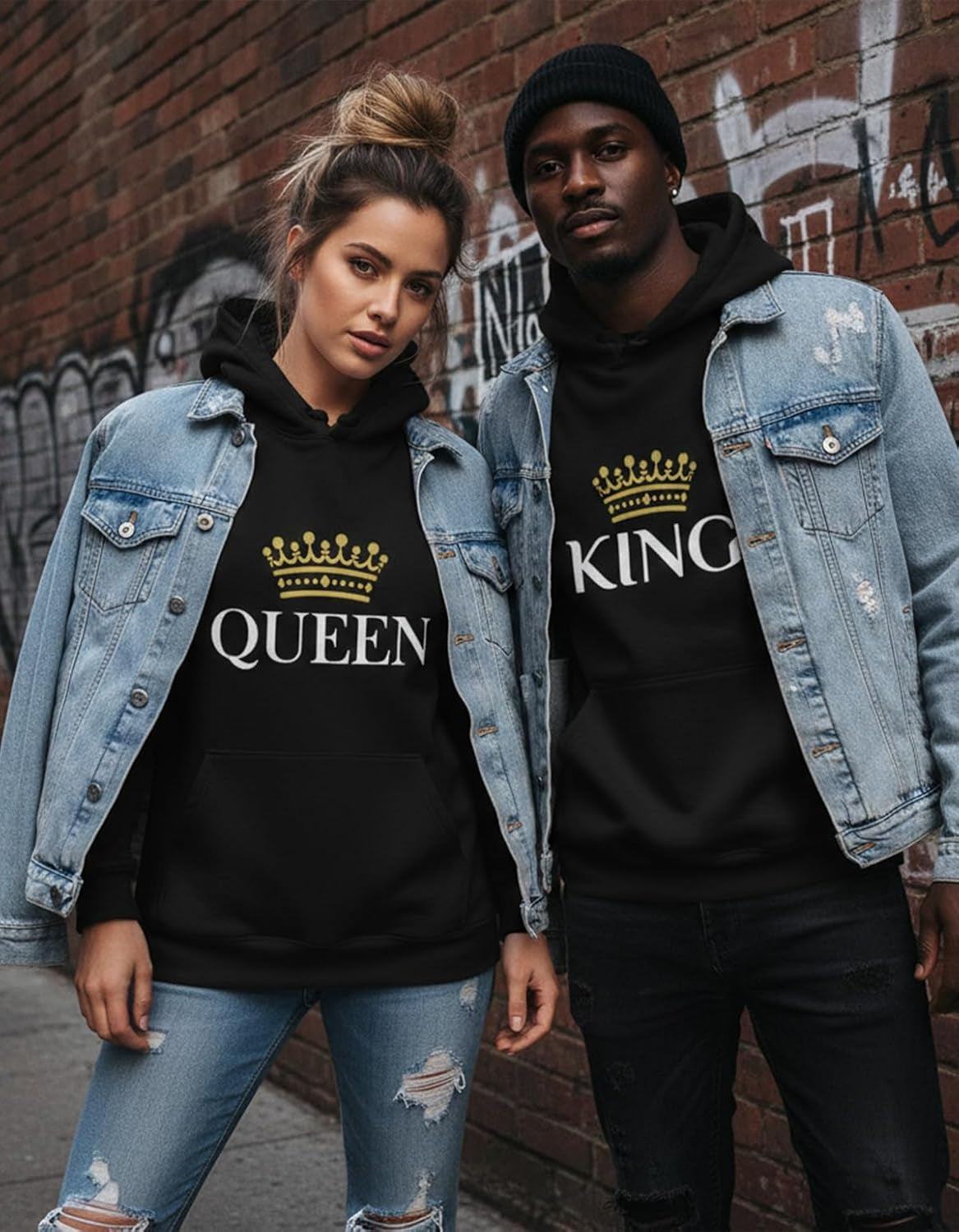 King & Queen Matching Pullover Hoodies 