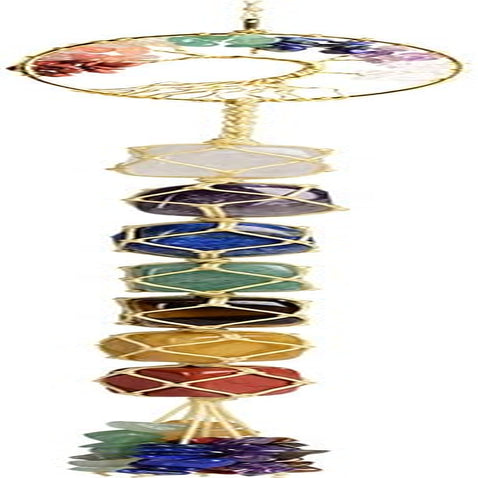Tree of Life Handmade 7 Chakras Stones Healing Crystals Tree of Life Hanging Ornament for Home Decor