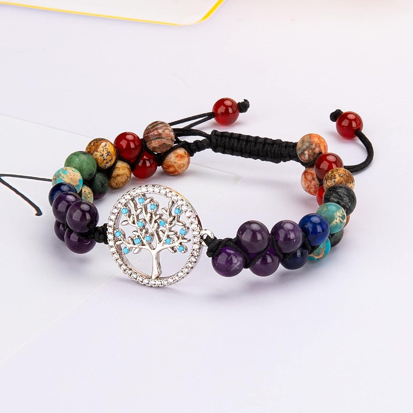 Bivei Chakra Bead Bracelets for Women - 8Mm 7 Chakra Bracelet with Real Stones Meditation Yoga Gemstone Jewelry