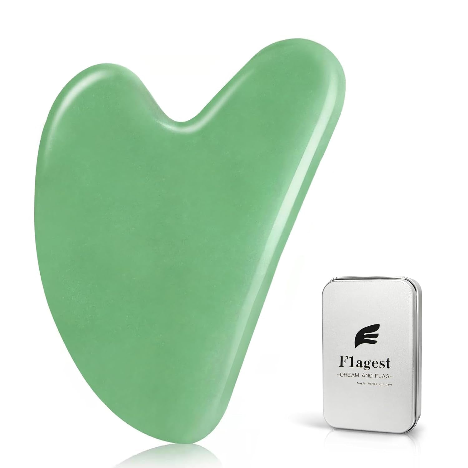 Gua Sha Facial Tool - Jade Stone Massager for Spa Acupuncture Therapy - Heart Shape Guasha for Face