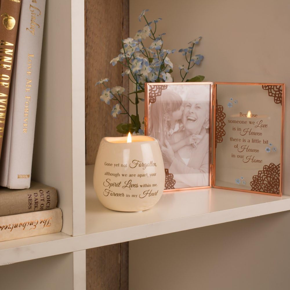 Pavilion Gift Company Ceramic Soy Candle Bundle - in Memory and Forever in My Heart Designs (2 Items)