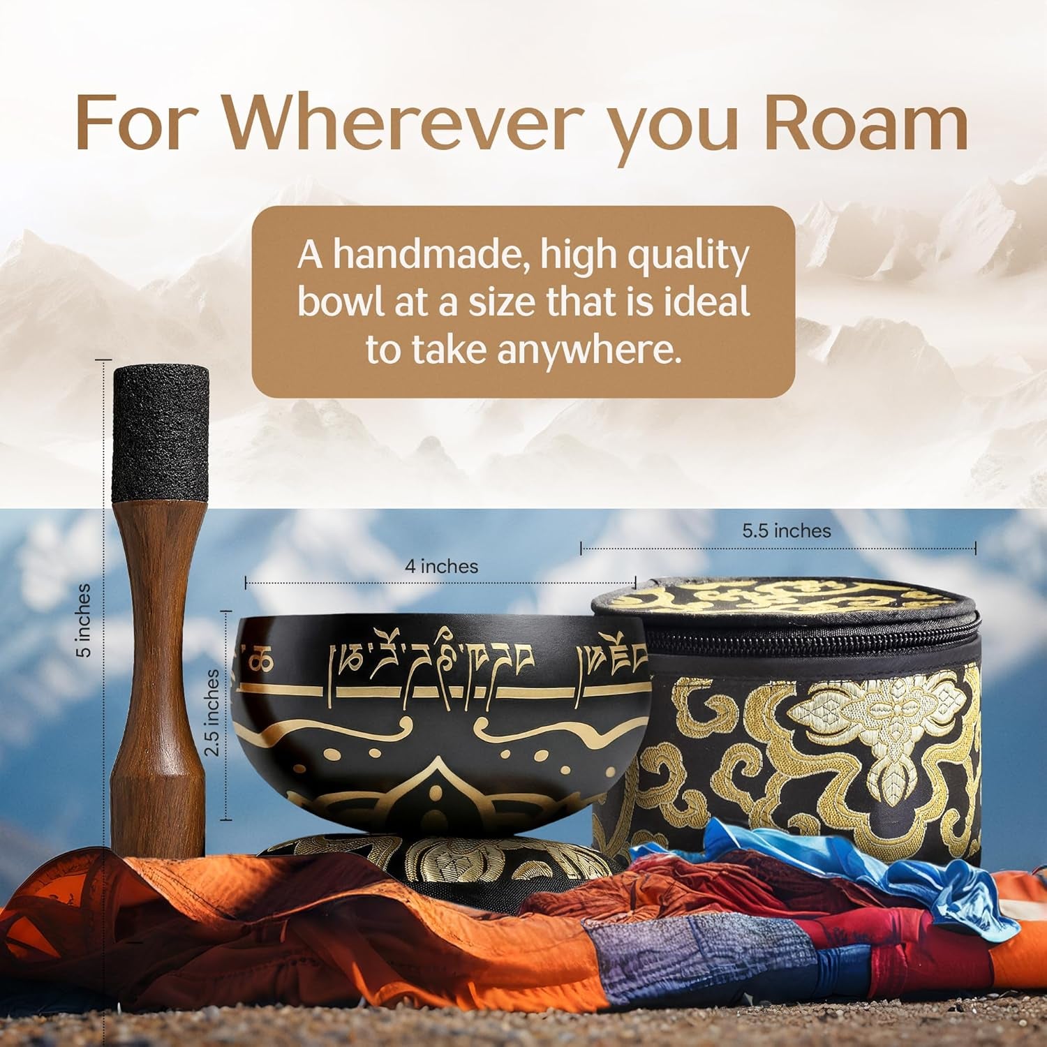 Silent Mind Tibetan Singing Bowl Set – Easy to Play & Beginner Friendly Meditation Bowl with Cushion & Mallet | Stress Relief & Mindfulness | Gift-Ready