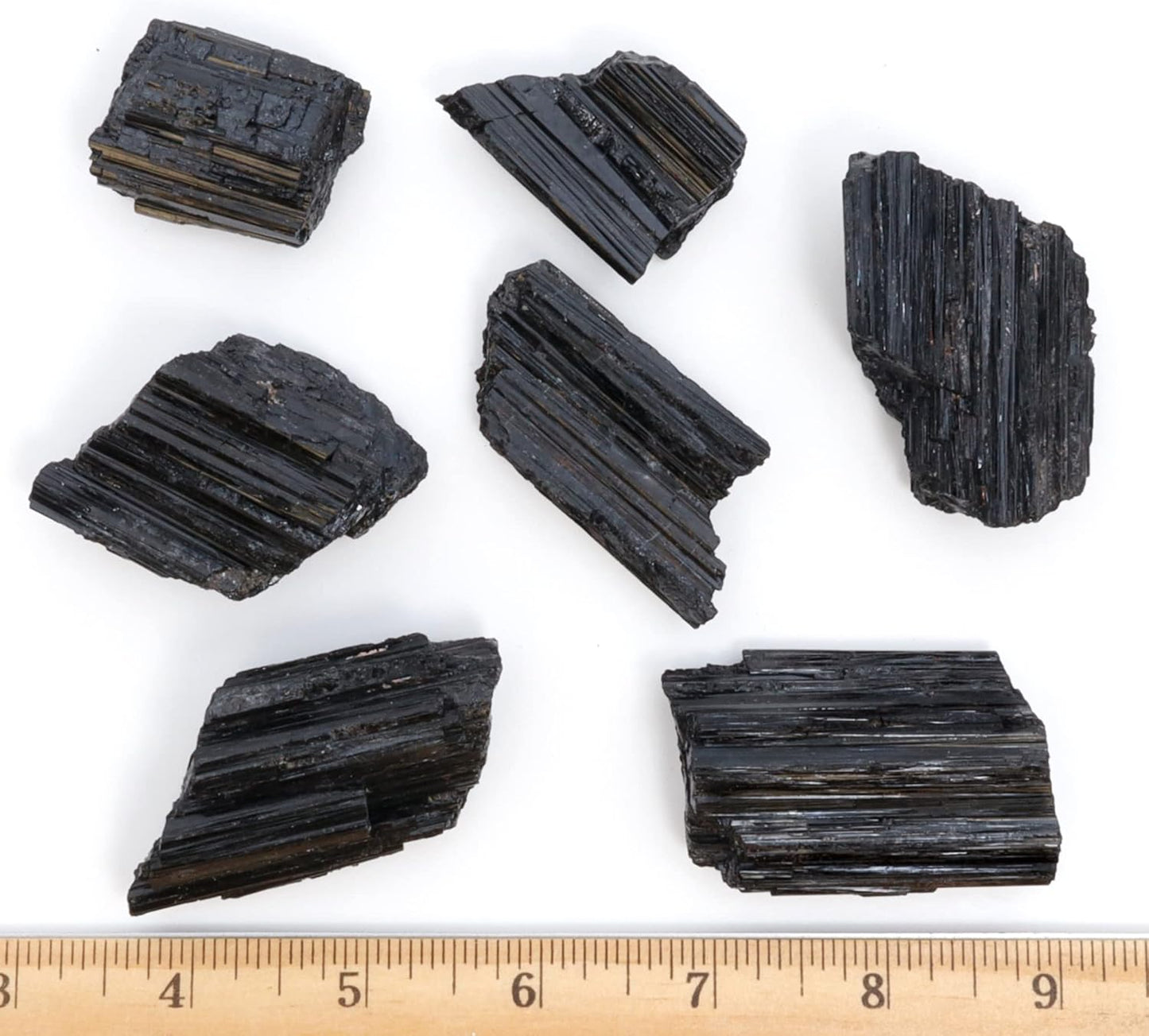 DANCING BEAR Black Tourmaline Crystals Bulk (1/2 LB Large Pieces) with Information Card, Rough Raw Natural Stones for Good Vibes, Reiki Energy, Made in USA